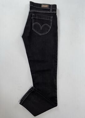 Levi's 524 Too Superlow 5-Pocket Stretch Denim Jeans. Gray Stitched Black, 10?